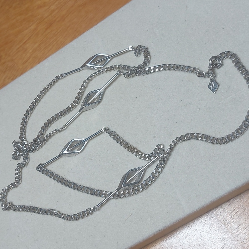 💜5/$25💜 Sarah Coventry Silvertone 32" Station Chain Necklace
